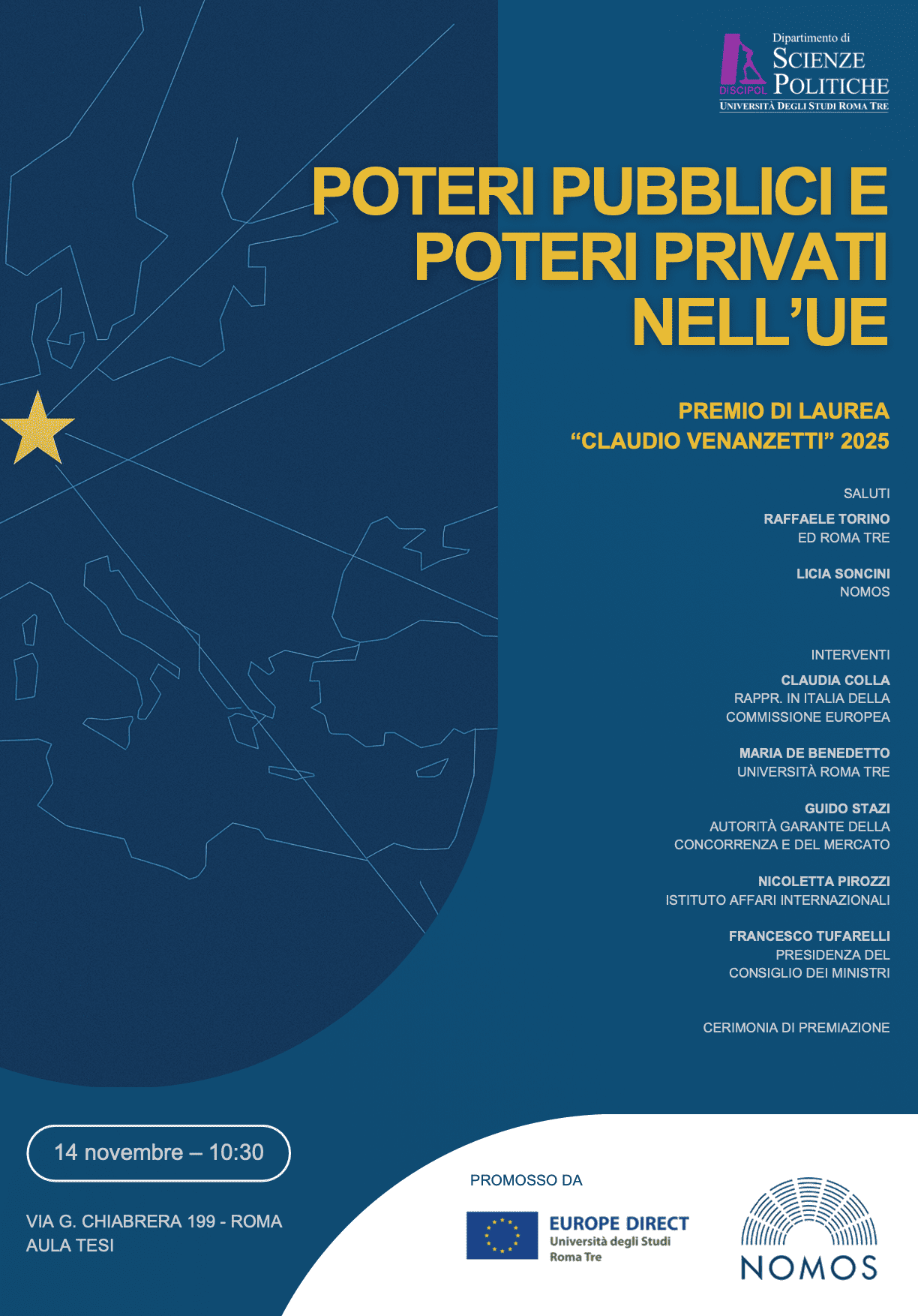 Poteri pubblici e poteri privati nell’UE - Premio di laurea “Claudio Venanzetti” 2025: cerimonia di premiazione